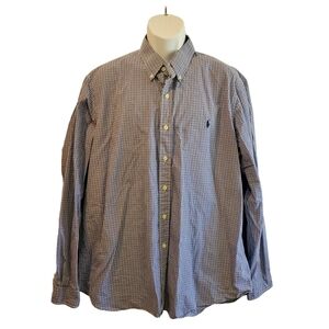 Men's Ralph Lauren‎ Blue Checked Long Sleeve Shirt Size XXL